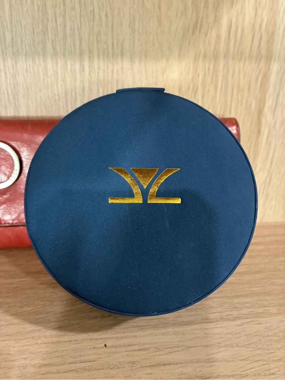 Le Vian Navy and Gold Round Travel Jewelry Case - Picture 3 of 6